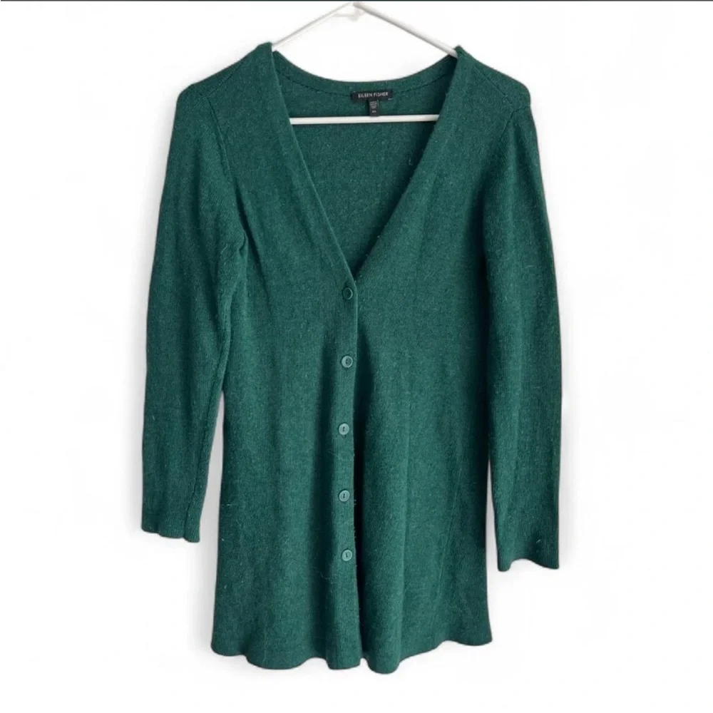 Eileen Fisher Forest Green Knit cardigan size XS - Picture 1 of 3